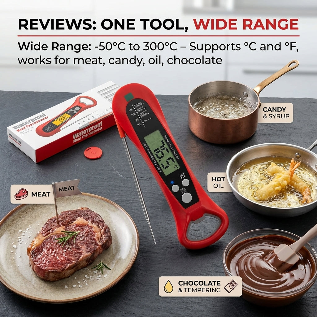 FodiVist Instant Read Digital Meat Thermometer for BBQ and Grilling