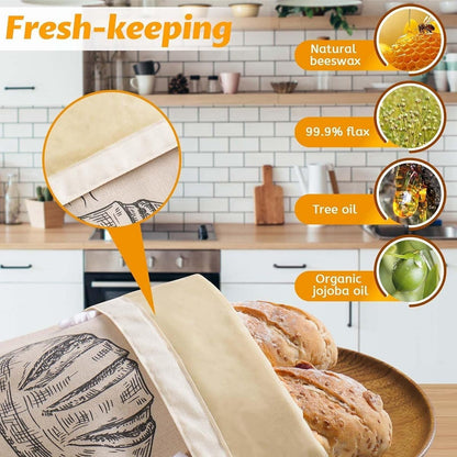 BeeBredix Beeswax Bread Bag - Eco-Friendly Freshness Storage