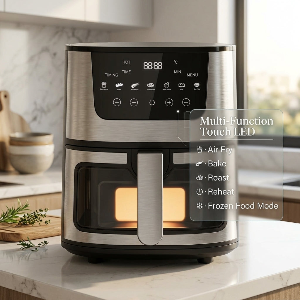 CrispDum 7L Air Fryer - 2400W Rapid Heating & Viewing Window