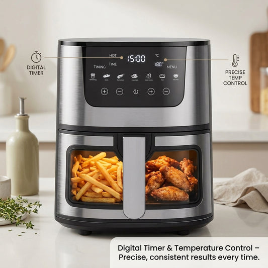 CrispDum 7L Air Fryer - 2400W Rapid Heating & Viewing Window