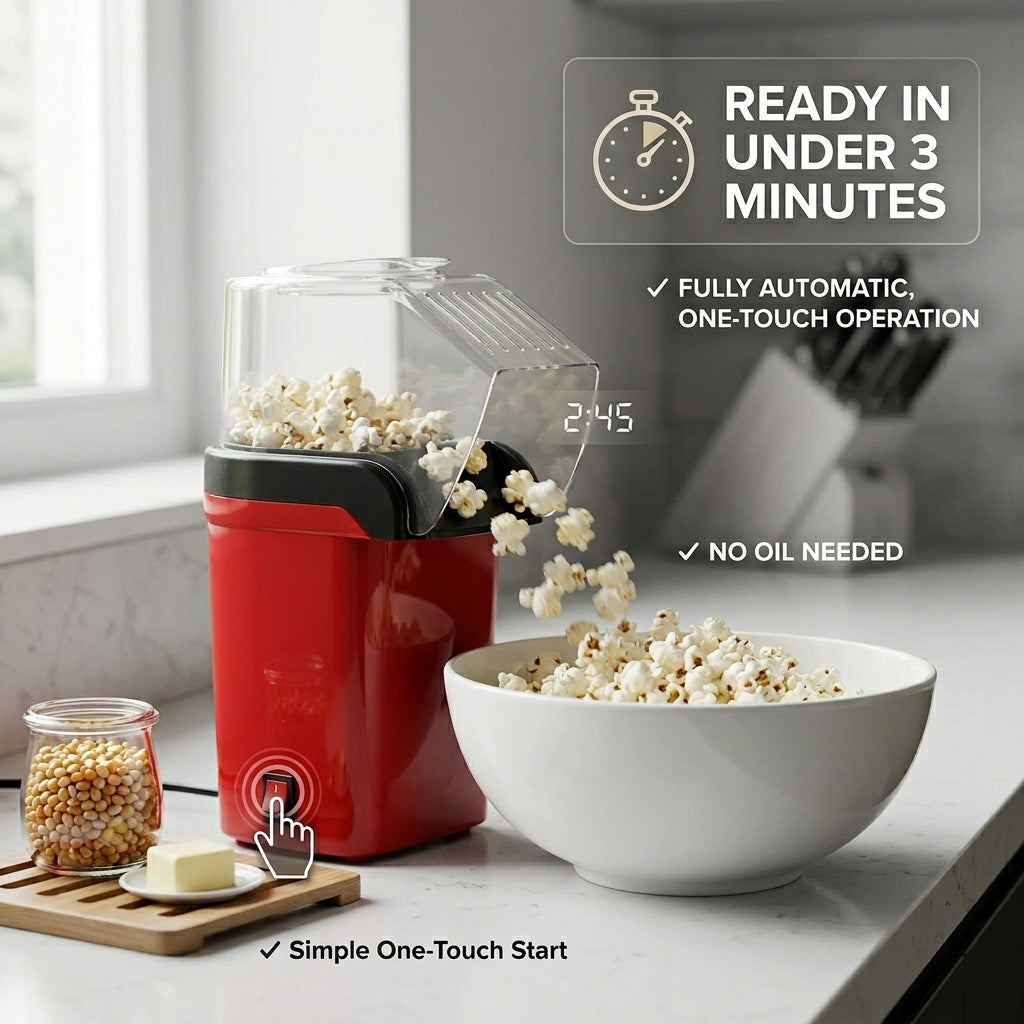EaziCrisp Healthy Hot Air Popcorn Machine - No Oil Required