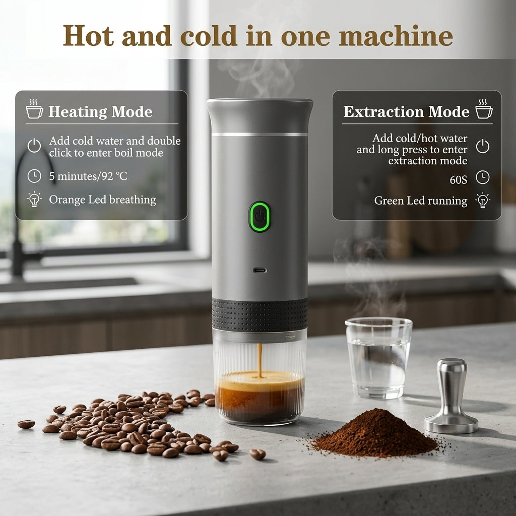GosCresi 20-Bar Portable Espresso Maker with Self-Heating