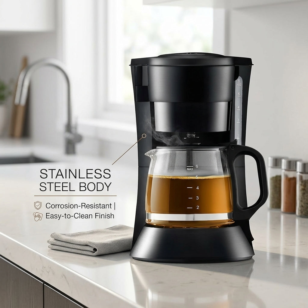 AronClix 600W Stainless Steel Compact Drip Coffee Maker