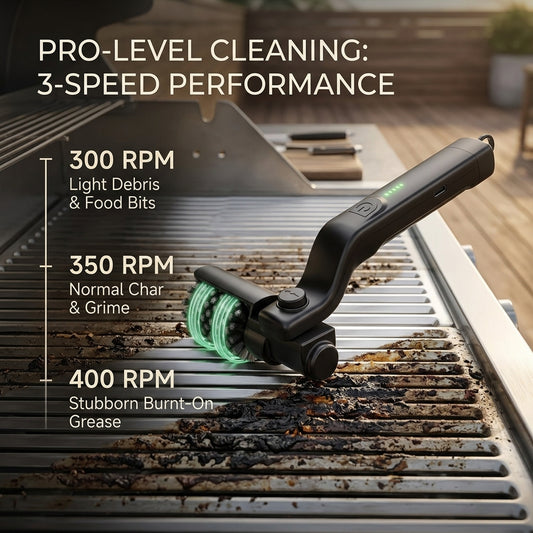 BruxMixi 3-Speed Electric Grill Brush with 180° Adjustable Head