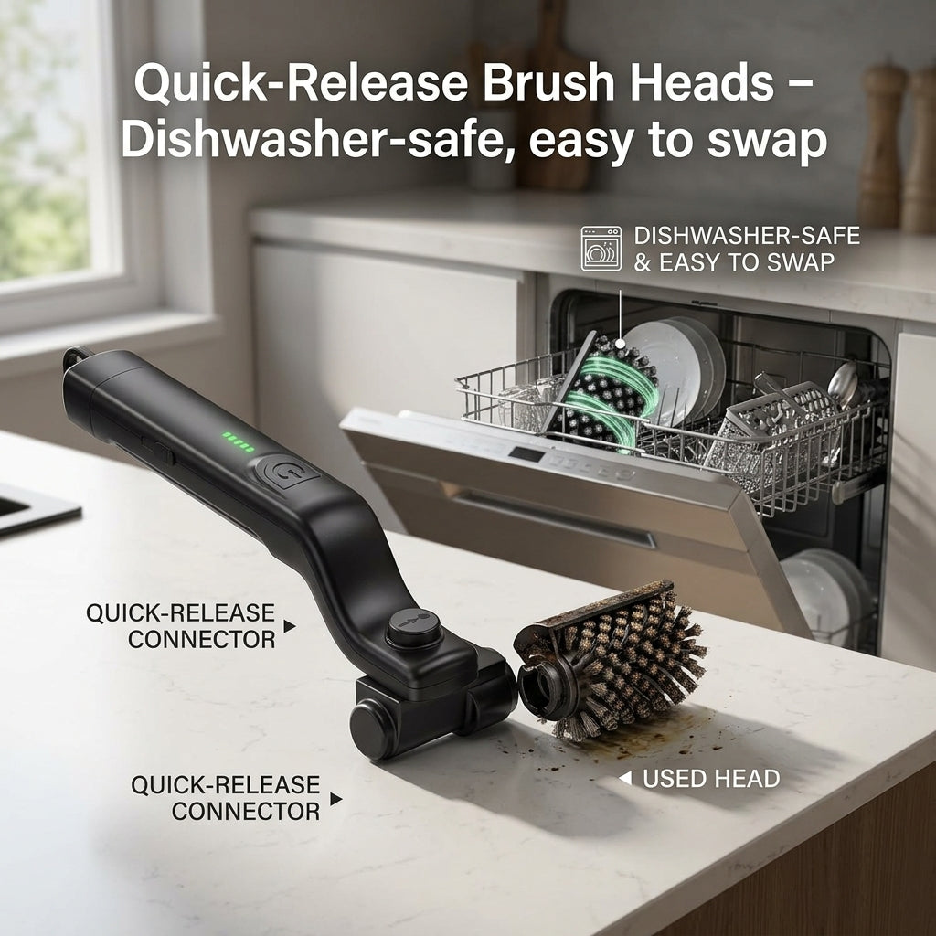 BruxMixi 3-Speed Electric Grill Brush with 180° Adjustable Head