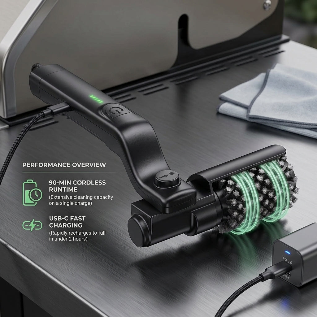 BruxMixi 3-Speed Electric Grill Brush with 180° Adjustable Head