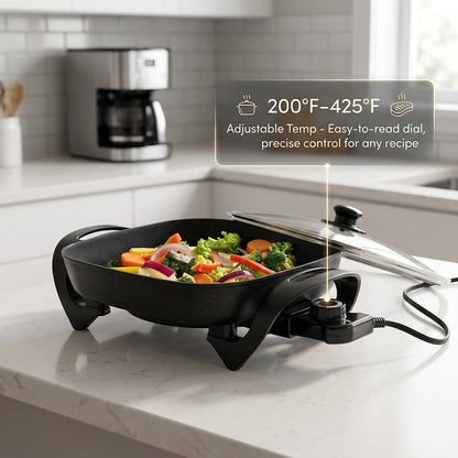 EltroPix 12-Inch 1400W Electric Skillet with Precision Control