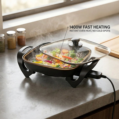 EltroPix 12-Inch 1400W Electric Skillet with Precision Control