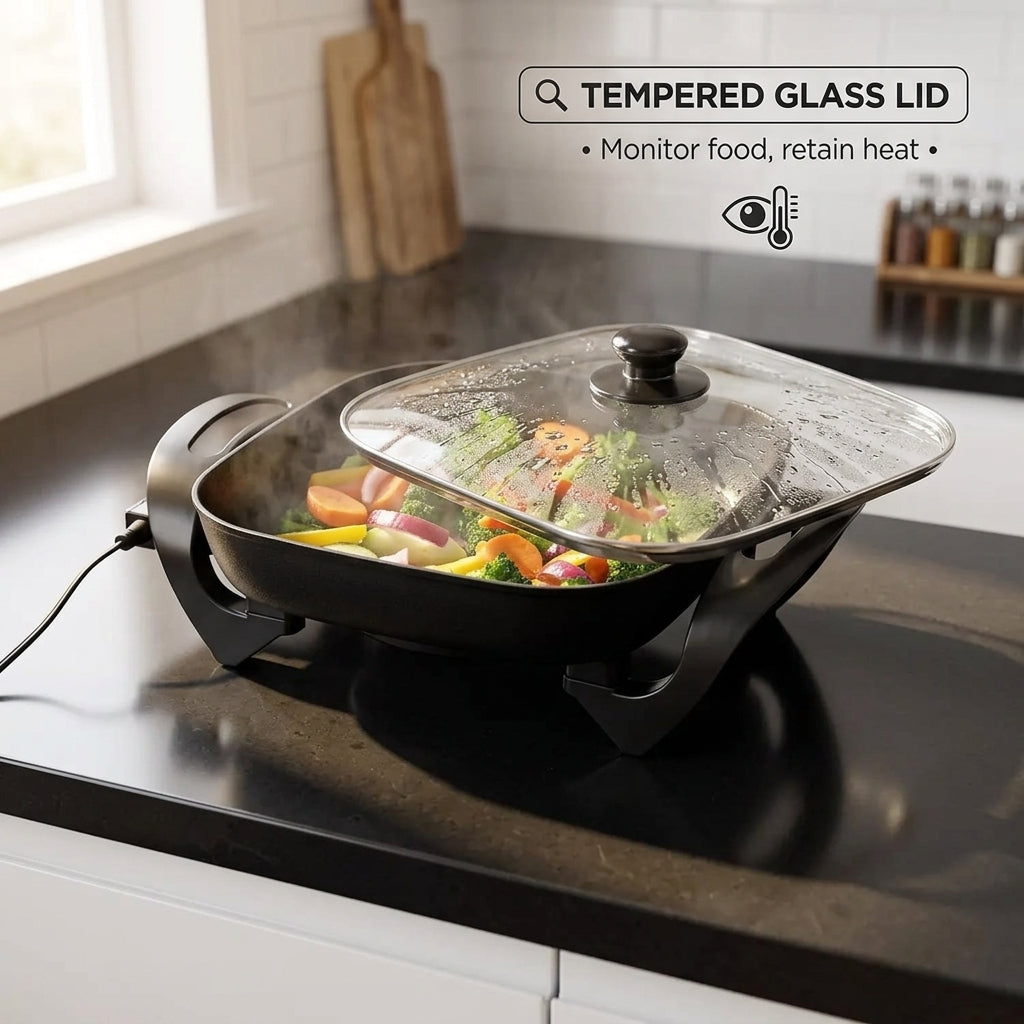 EltroPix 12-Inch 1400W Electric Skillet with Precision Control