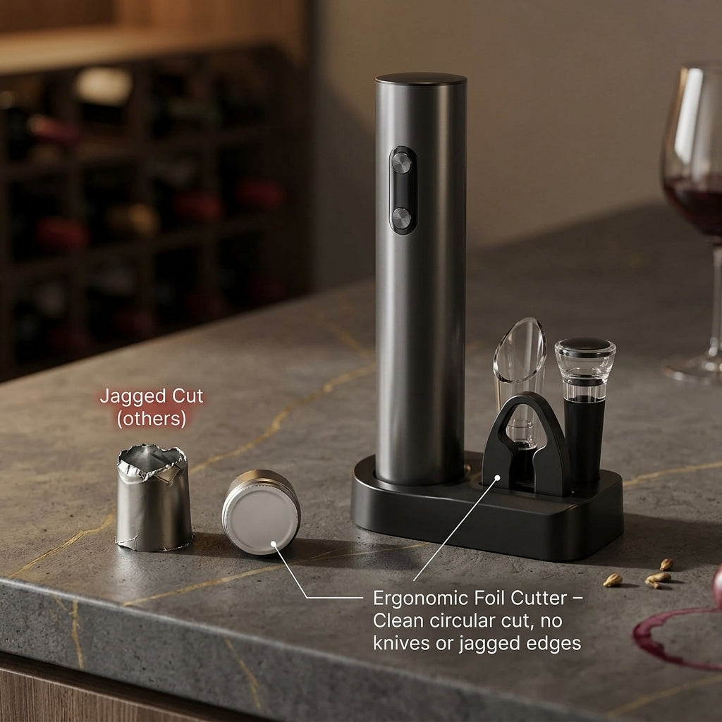 EnziVine Electric Wine Opener Gift Set with Vacuum Stopper