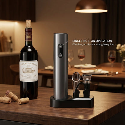 EnziVine Electric Wine Opener Gift Set with Vacuum Stopper