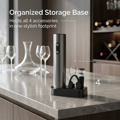 EnziVine Electric Wine Opener Gift Set with Vacuum Stopper
