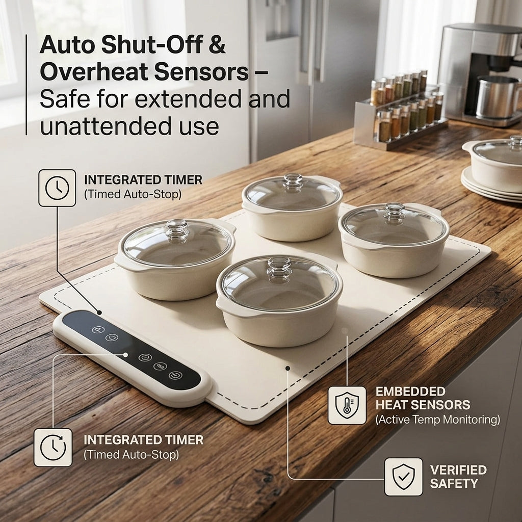 MealCobi Food Warmer Mat With 24 Hour Timer And 6 Heat Settings