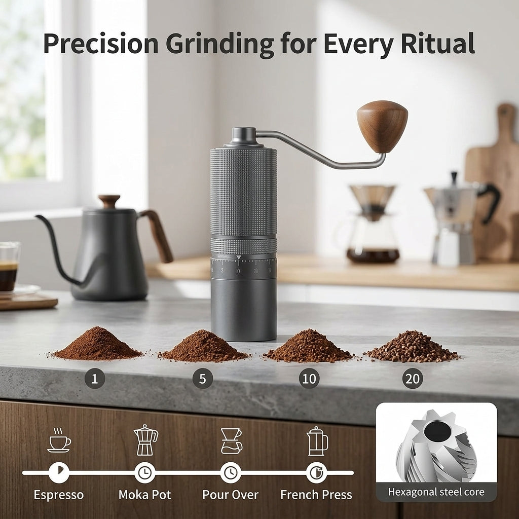 TurnCafi 7-Core Professional Manual Espresso Coffee Grinder