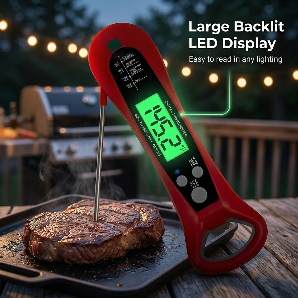 FodiVist Instant Read Digital Meat Thermometer for BBQ and Grilling