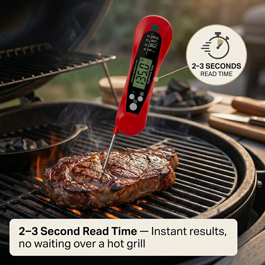 FodiVist Instant Read Digital Meat Thermometer for BBQ and Grilling