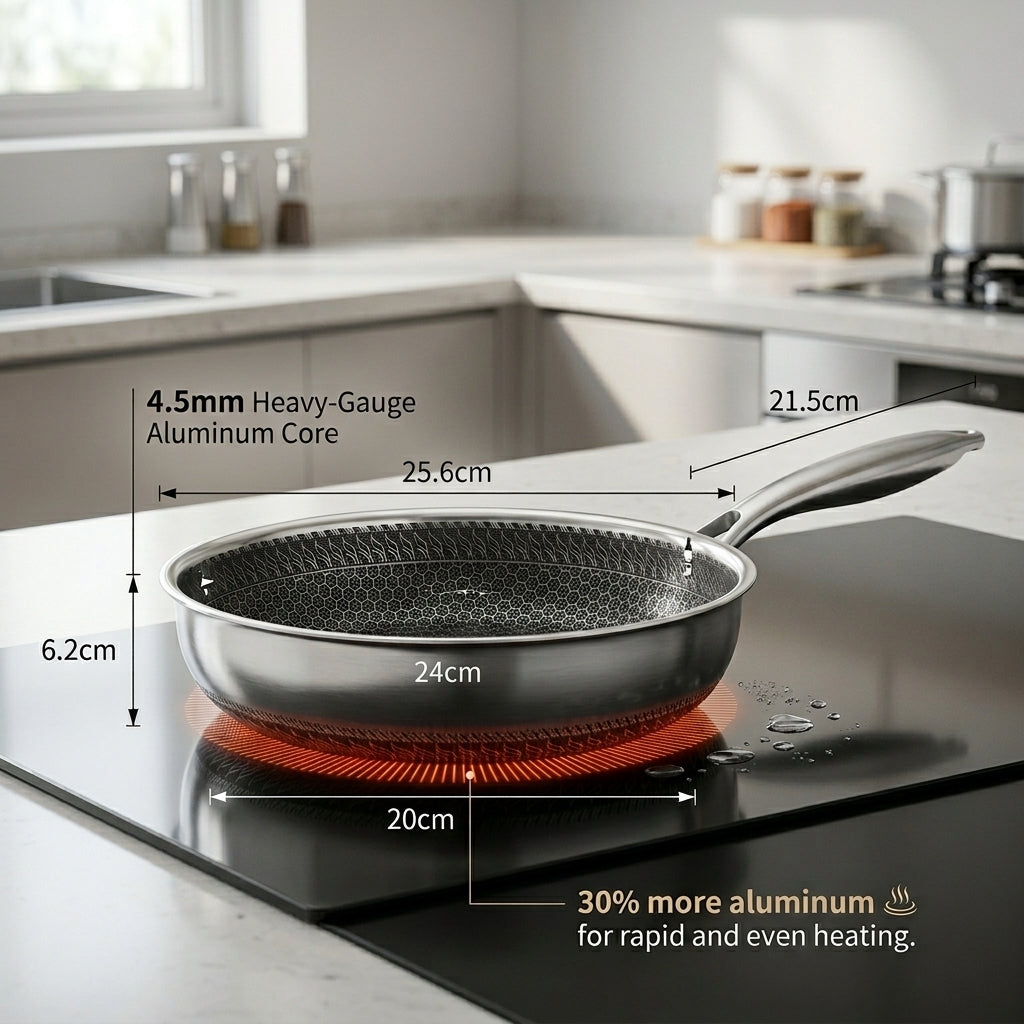 FizStainy Honeycomb Hybrid Non-Stick Skillet Pan