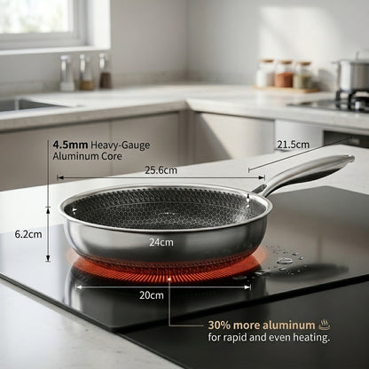 FizStainy Honeycomb Hybrid Non-Stick Skillet Pan