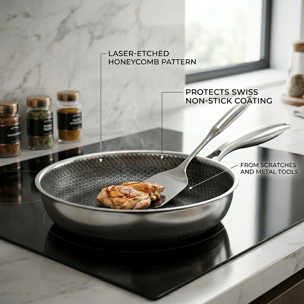 FizStainy Honeycomb Hybrid Non-Stick Skillet Pan