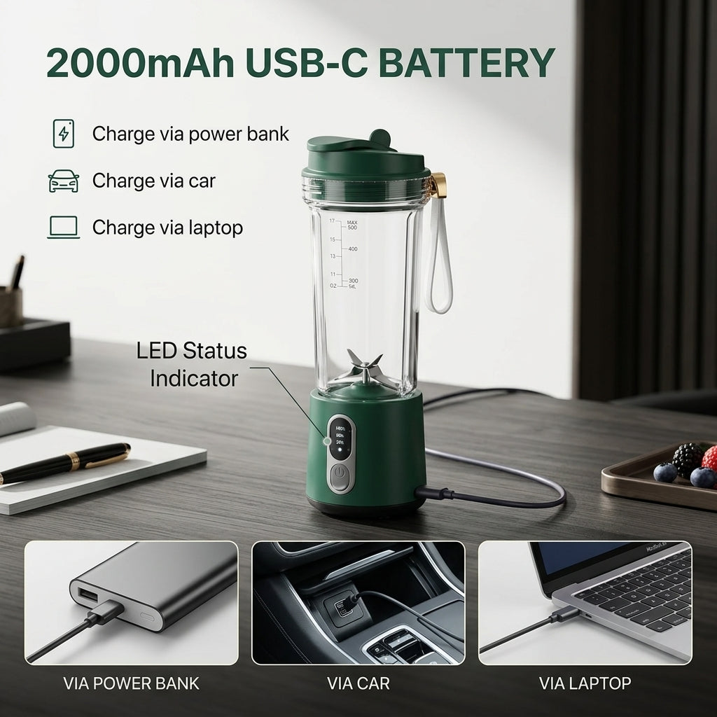 JeriFros Portable Blender - 18,000 RPM High Performance Smoothie Maker