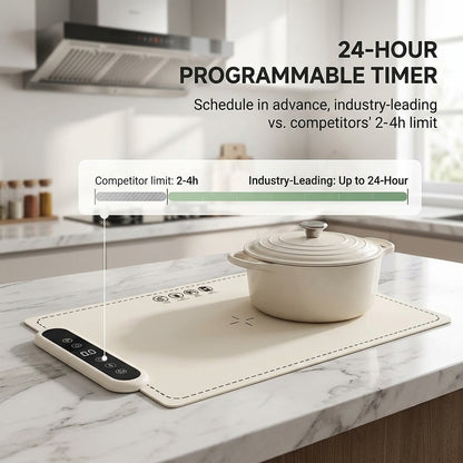 MealCobi Food Warmer Mat With 24 Hour Timer And 6 Heat Settings