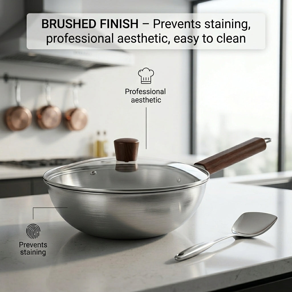 WokMaxi Professional Steel Wok with Wooden Handle