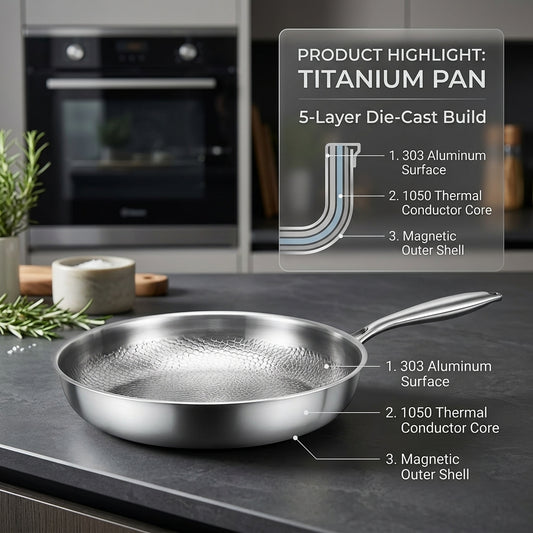 NoviApex Pure Titanium Non-Stick Pan - Chemical Free Cookware