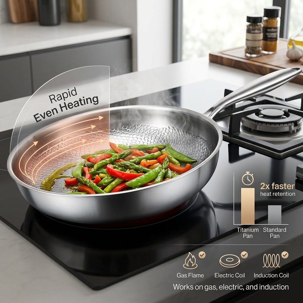 NoviApex Pure Titanium Non-Stick Pan - Chemical Free Cookware