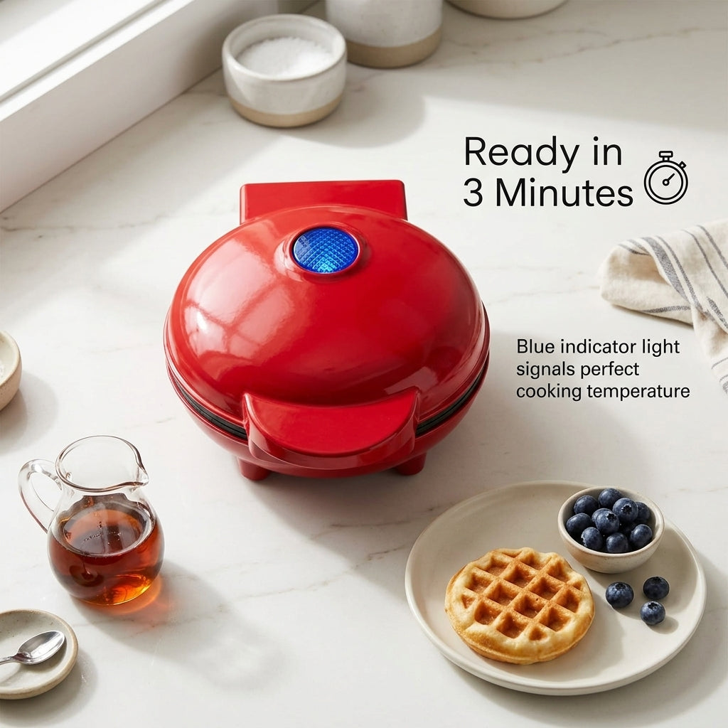 FoldYumi Compact Non-Stick Waffle Maker with 350W Power