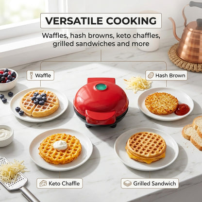 FoldYumi Compact Non-Stick Waffle Maker with 350W Power