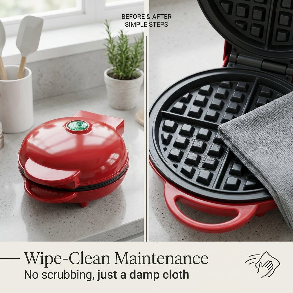 FoldYumi Compact Non-Stick Waffle Maker with 350W Power
