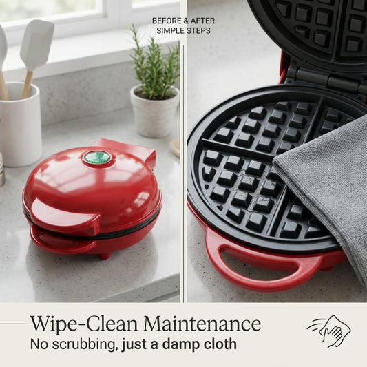 FoldYumi Compact Non-Stick Waffle Maker with 350W Power