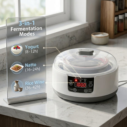 FresDaci 3-in-1 Yogurt, Natto, and Rice Wine Maker Machine