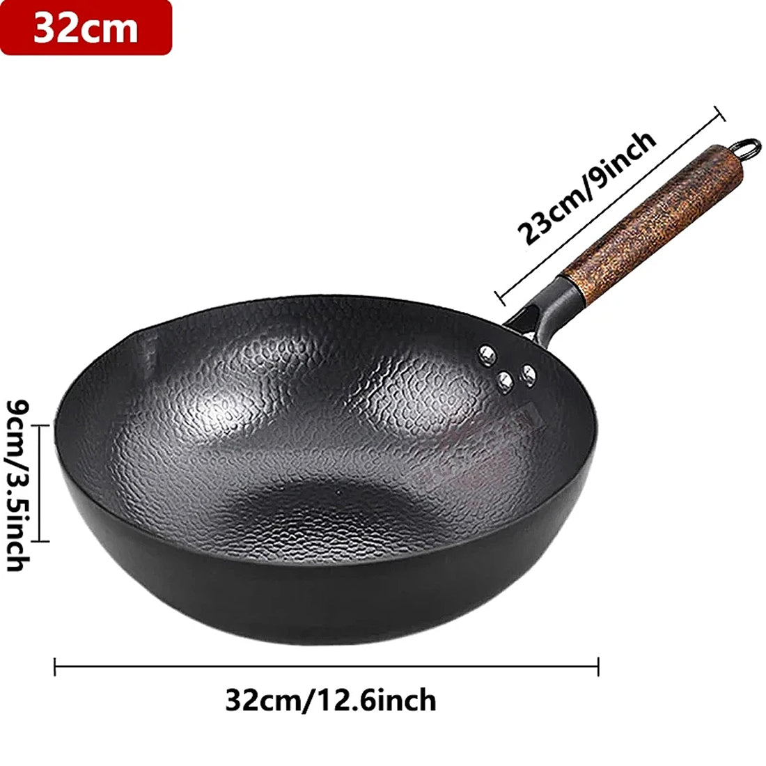 CoftDrew Professional Carbon Steel Wok with Wooden Lid