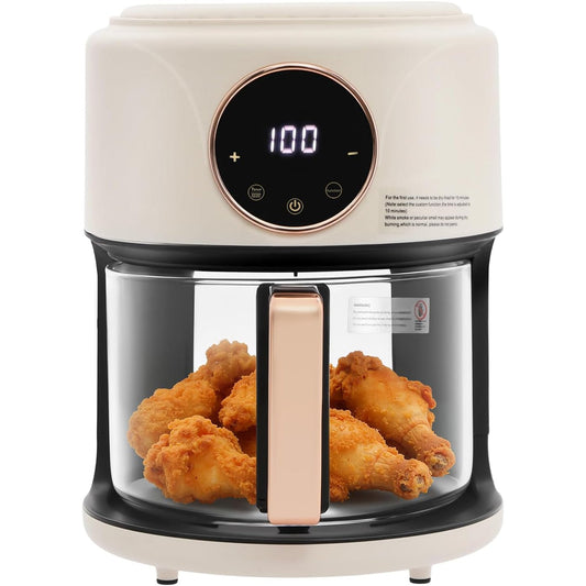FrixAiry Glass Basket Non-Toxic Air Fryer 4.44 Qt