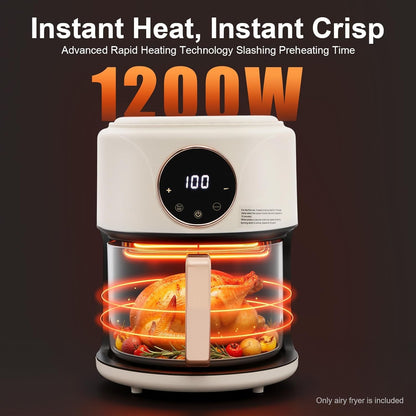 FrixAiry Glass Basket Non-Toxic Air Fryer 4.44 Qt