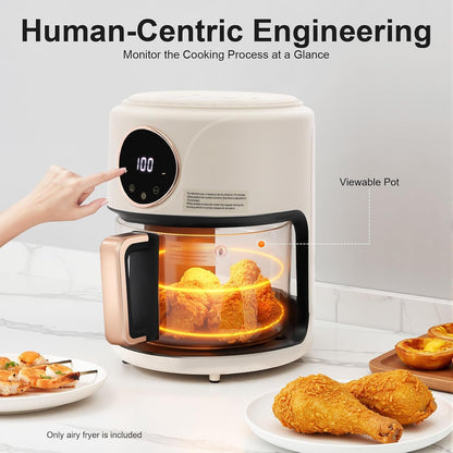 FrixAiry Glass Basket Non-Toxic Air Fryer 4.44 Qt