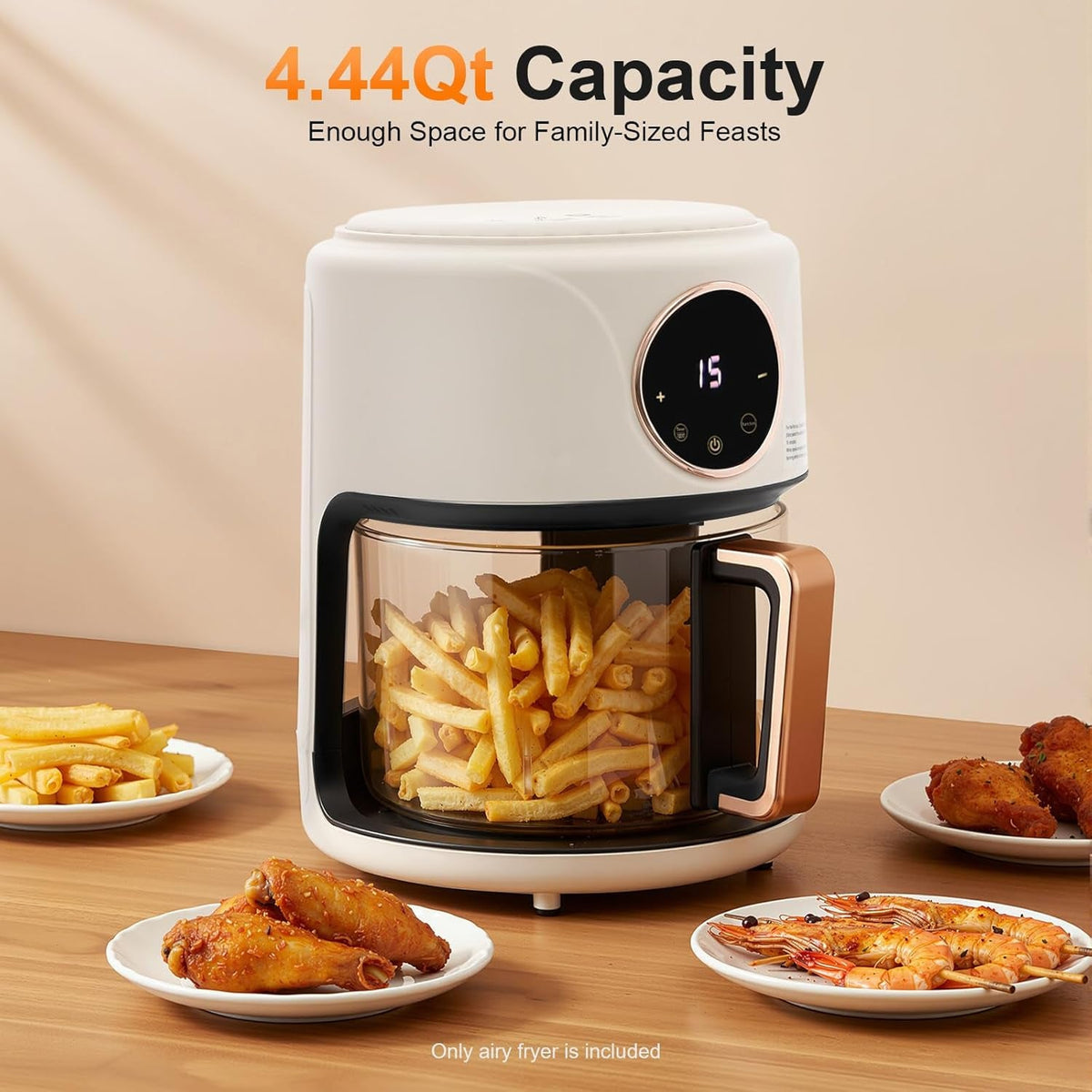 FrixAiry Glass Basket Non-Toxic Air Fryer 4.44 Qt