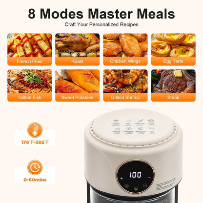 FrixAiry Glass Basket Non-Toxic Air Fryer 4.44 Qt