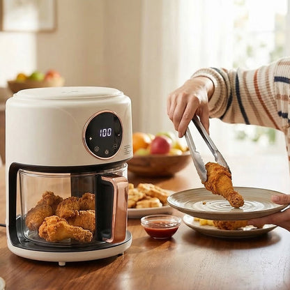 FrixAiry Glass Basket Non-Toxic Air Fryer 4.44 Qt