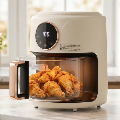 FrixAiry Glass Basket Non-Toxic Air Fryer 4.44 Qt