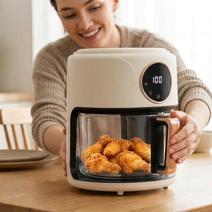 FrixAiry Glass Basket Non-Toxic Air Fryer 4.44 Qt