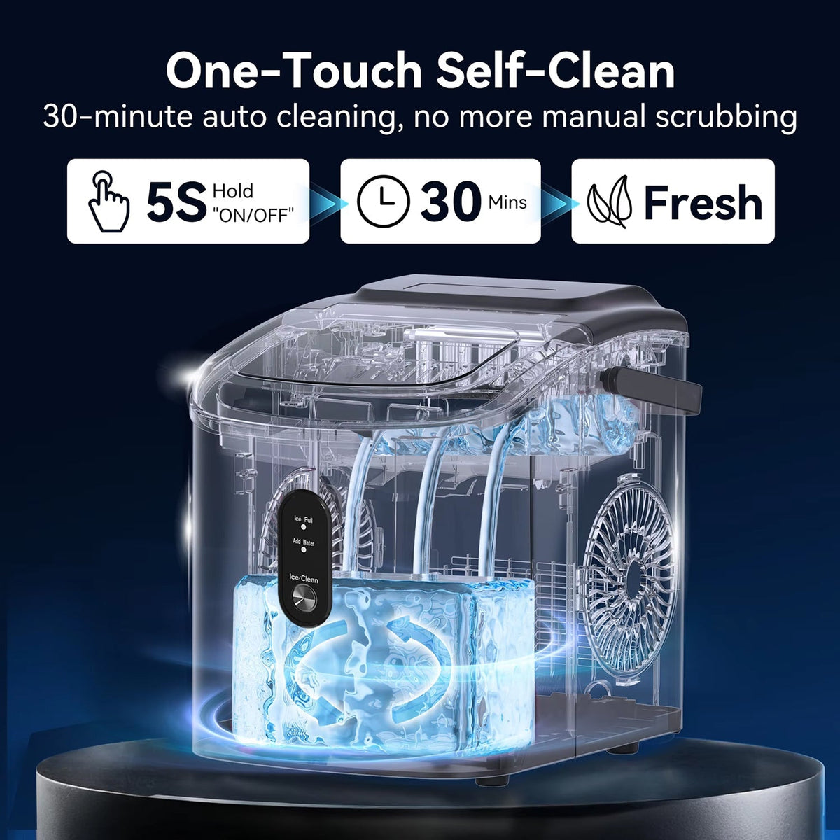 MakixIce Portable Countertop Ice Maker - 6 Minute Rapid Ice