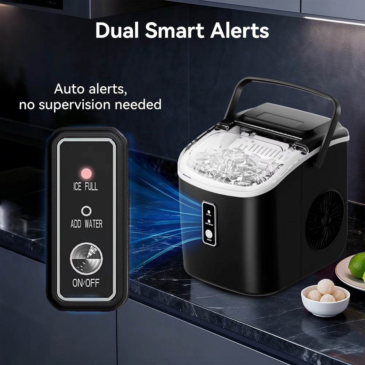 MakixIce Portable Countertop Ice Maker - 6 Minute Rapid Ice