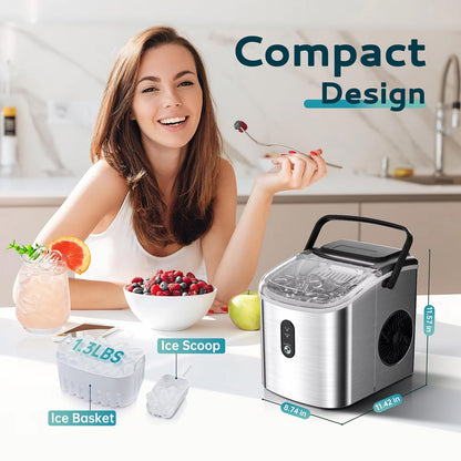 MakixIce Portable Countertop Ice Maker - 6 Minute Rapid Ice