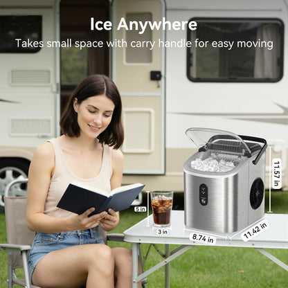 MakixIce Portable Countertop Ice Maker - 6 Minute Rapid Ice