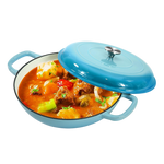 NordHeax Professional 12.1" Enameled Cast Iron Skillet with Steam Lid