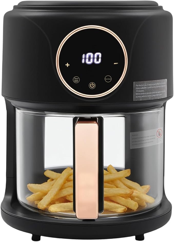 FrixAiry Glass Basket Non-Toxic Air Fryer 4.44 Qt