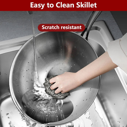 PrixMors Tri-Ply Clad Stainless Steel Wok & Fry Pan