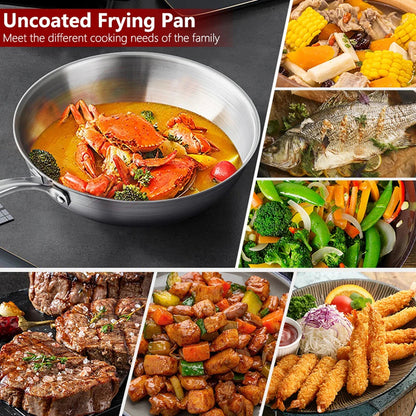 PrixMors Tri-Ply Clad Stainless Steel Wok & Fry Pan
